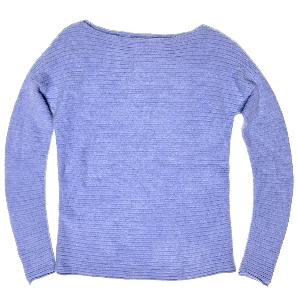 Vince Cashmere Soft Fuzzy Ribbed Boatneck Long Sleeve Sweater Quiet Luxury XS - Picture 3 of 16